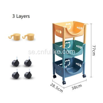 Rörlig kökshylla Plastkorg för rullande arrangör